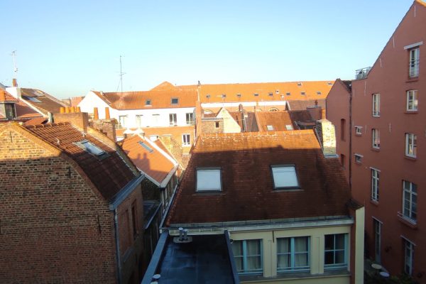 Vue sur les toits dans studio meublé dans Vieux Lille avec l'agence immobilière facilimmo59 à Genech