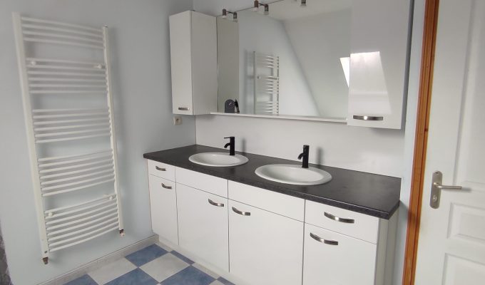 Double vasque dans salle de bains dans maison à vendre à Mons en Pévèle par l'agence Facilimmo59 à Genech